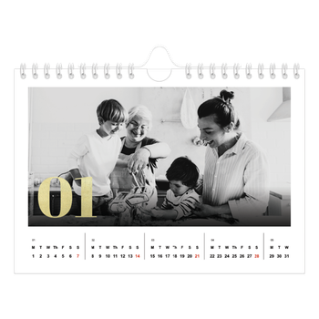 A5 Landscape Photo Calendar — Large glitter numbers