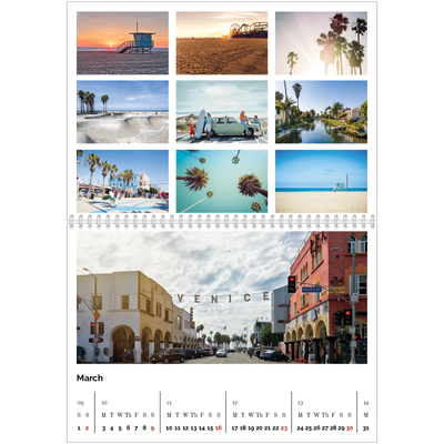 A4 Double Photo Calendar — Picture grid [March]