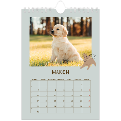 A5 Photo Calendar — Playful puppy [March]