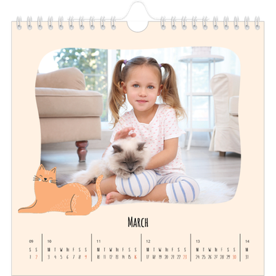 Square calendars  — Cat paws and doodles [March]