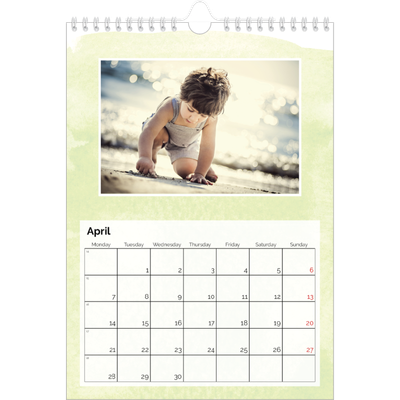 A4 Photo Calendar — Watercolour backgrounds [April]