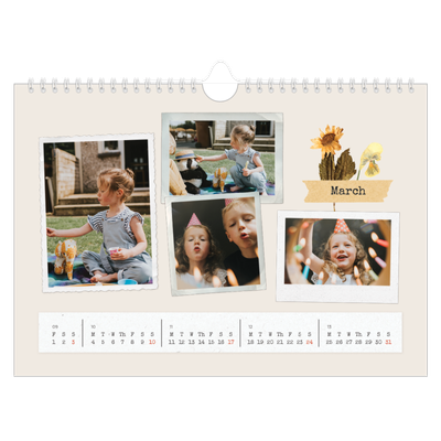 A4 Landscape Photo Calendar — Vintage scrapbooking [March]
