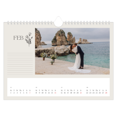 A4 Landscape Photo Calendar — Initials in bloom [February]