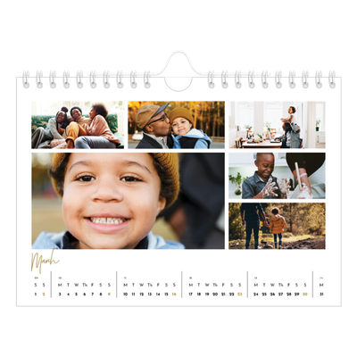 A5 Landscape Photo Calendar — Scribble text [March]