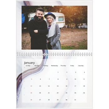 A4 Double Photo Calendar — Paper marbling