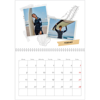 A4 Double Photo Calendar — Scrapbook flair [February]