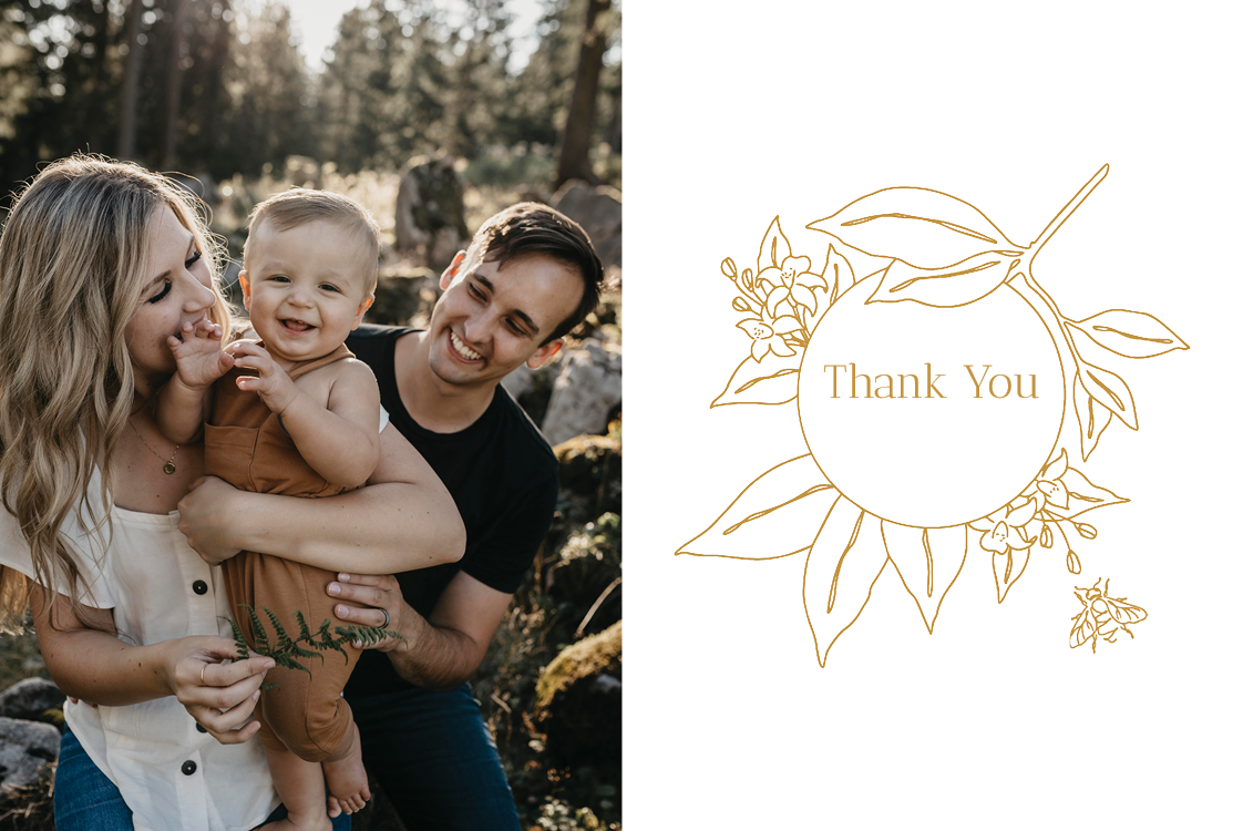 Thank you cards — Delicate flower baby