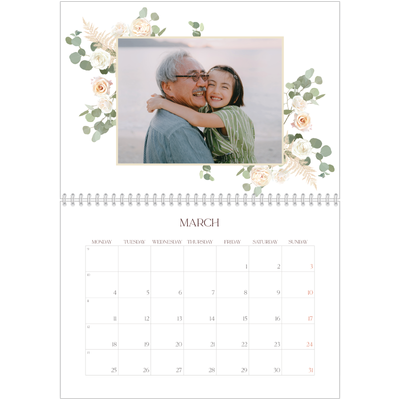 A4 Double Photo Calendar — Boho [March]