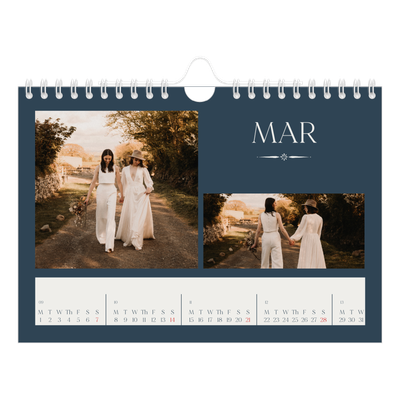 A5 Landscape Photo Calendar — Slate and serifs [March]