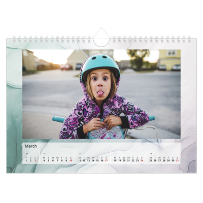 A4 Landscape Photo Calendar — Paper marbling [March]