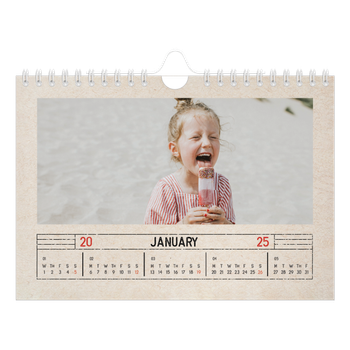 A5 Landscape Photo Calendar — Craft stamp effect