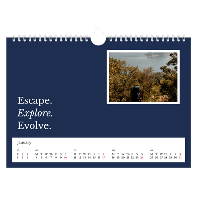 A4 Landscape Photo Calendar — Editorial Earth [January]