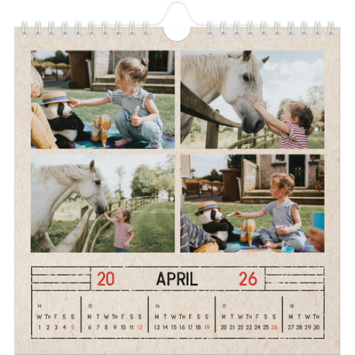 Square calendars  — Craft stamp effect [April]