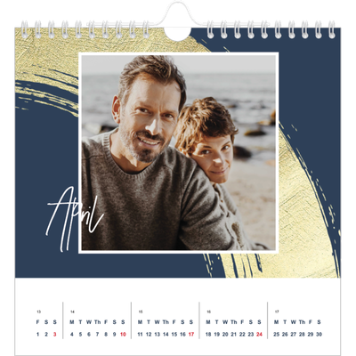 Square calendars  — Gold brush backgrounds [April]