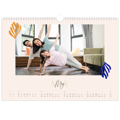 A3 Photo Calendar — Minimalist coral [May]