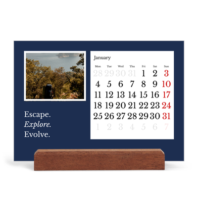 Easel Desk Calendar Landscape  — Editorial Earth [January]