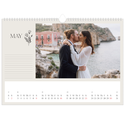 A3 Photo Calendar — Initials in bloom [May]