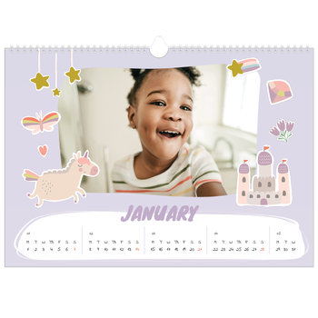 A3 Landscape Photo Calendar — Rainbow unicorn