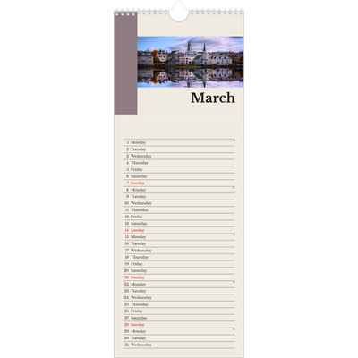 Slim Calendar  — Sights of the world [March]