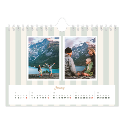 A5 Landscape Photo Calendar — Script and stripes [January]