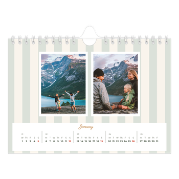A5 Landscape Photo Calendar — Script and stripes