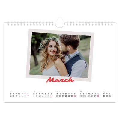 A4 Landscape Photo Calendar — Signed in crimson [March]