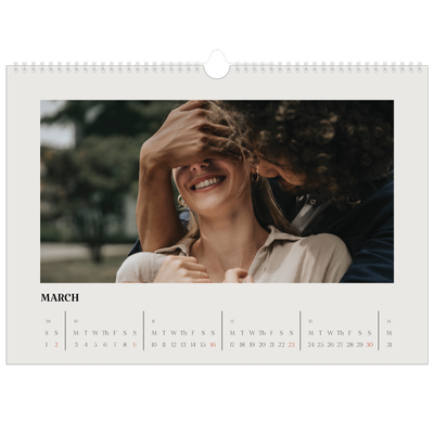 A3 Photo Calendar — Simple ivory [March]