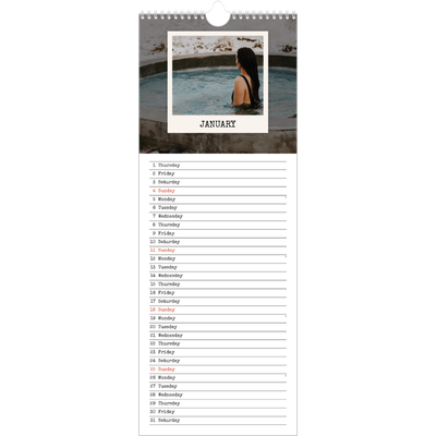 Slim Calendar  — The portrait edit [January]