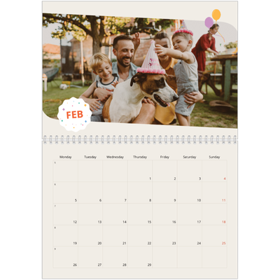 A4 Double Photo Calendar — Iconic birthday [February]
