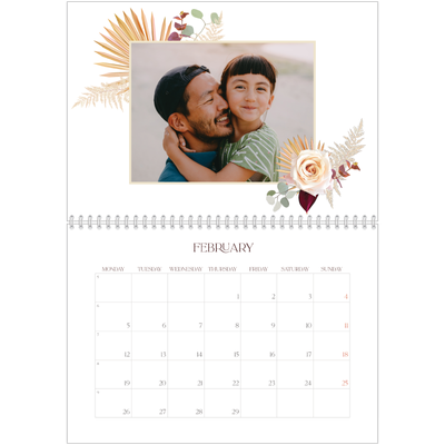 A4 Double Photo Calendar — Boho [February]