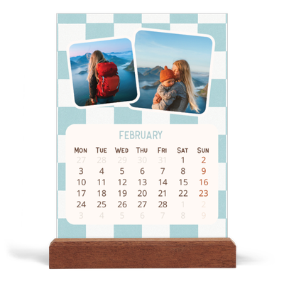 Easel Desk Calendar Portrait  — Retro patterns [February]