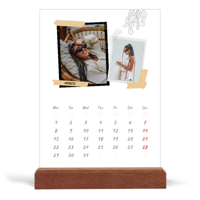 Easel Desk Calendar Portrait  — Scrapbook flair [March]