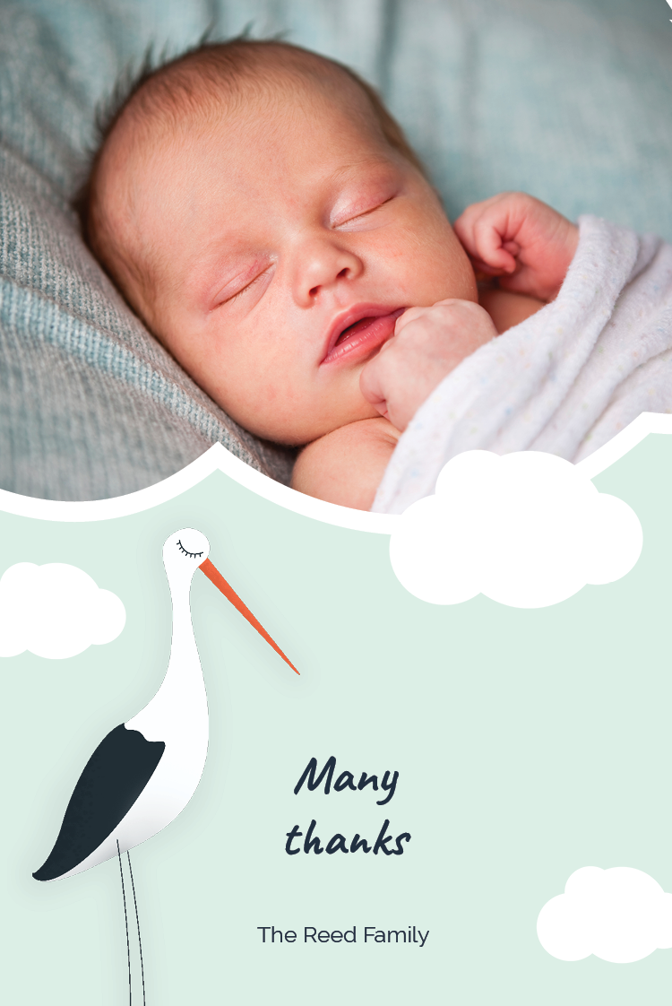Thank you cards — Stork and clouds