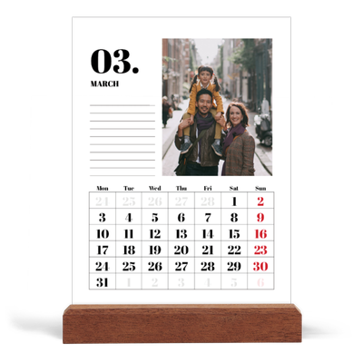 Easel Desk Calendar Portrait  — Serif and moments [March]