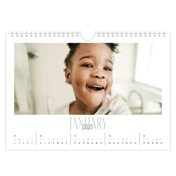 A4 Landscape Photo Calendar — Mixed typography
