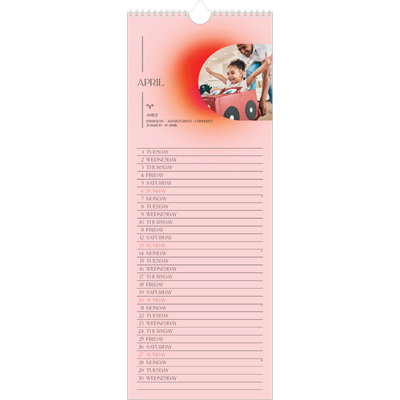 Slim Calendar  — Astrology gradients [April]
