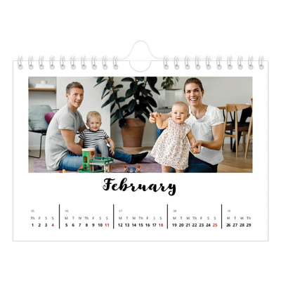 A5 Landscape Photo Calendar — Handwritten [February]