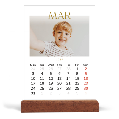 Easel Desk Calendar Portrait  — Big gold text [March]