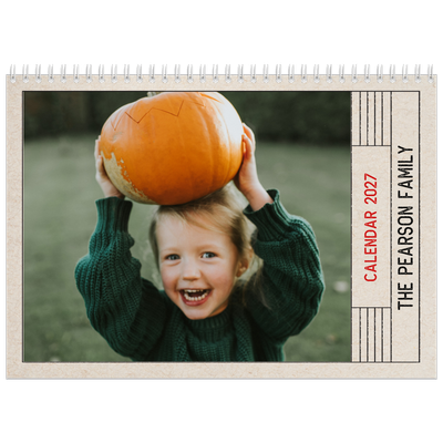 A4 Double Photo Calendar — Craft stamp effect [cover]