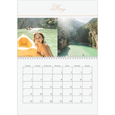 A4 Double Photo Calendar — Gold script banner [cover]