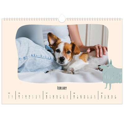 A3 Photo Calendar — Dog paws and doodles [February]