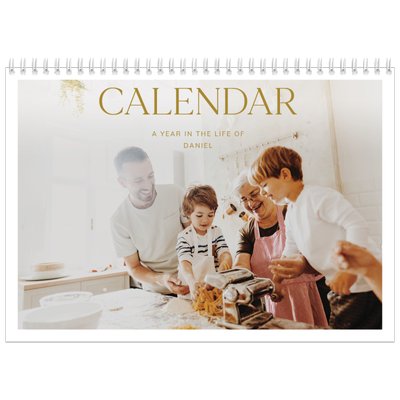 A4 Double Photo Calendar — Big gold text [cover]