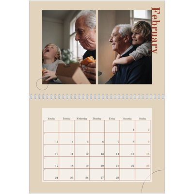 A4 Double Photo Calendar — Asymmetrical text [February]