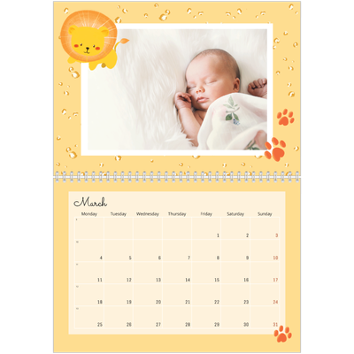 A4 Double Photo Calendar — Cute animals [March]