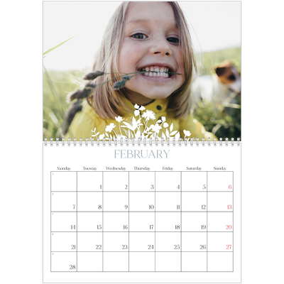 A4 Double Photo Calendar — Flower motif [February]