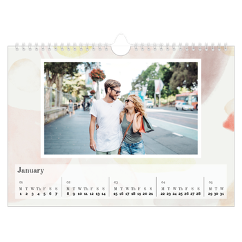 A4 Landscape Photo Calendar — Watercolour spots